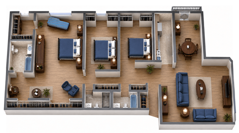 Floor plan for 3 beds, 3 baths, 1800 sqft